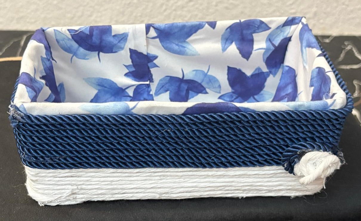 CESTITO AZUL DISEÑO FLORAL  REF 48