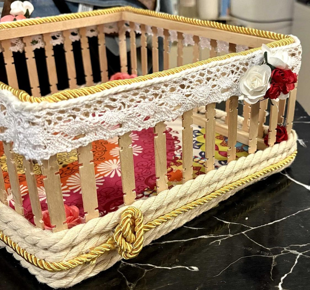 CESTA CUADRADA MADERA FLORAL REF 29