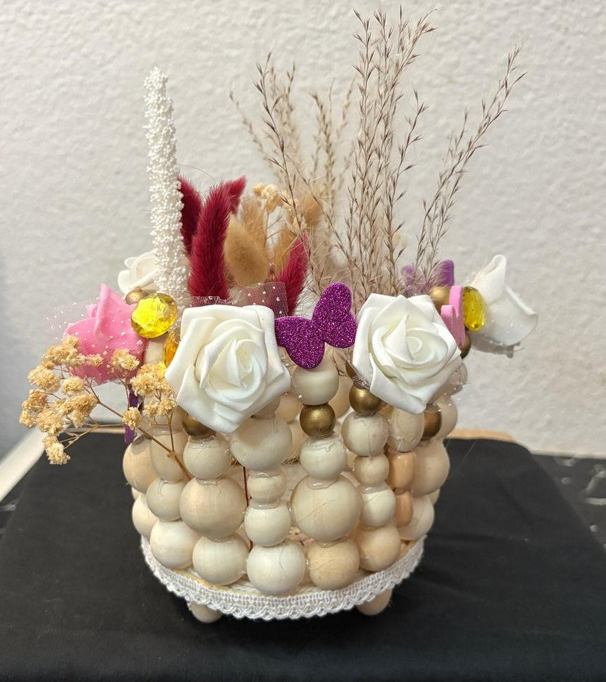 ADORNO FLORAL CON MADERA  REF 29