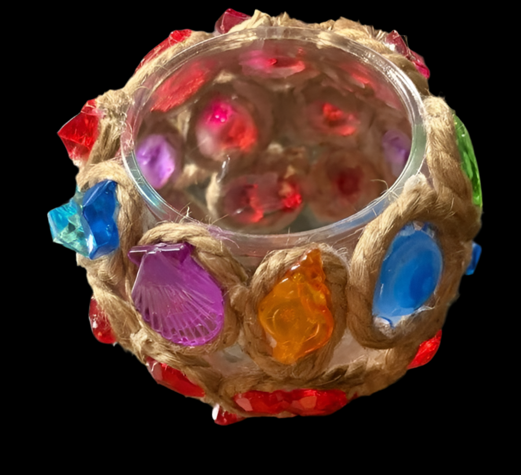 CESTITA CRISTAL Decorativa con Flores ArtificialesL REF 63