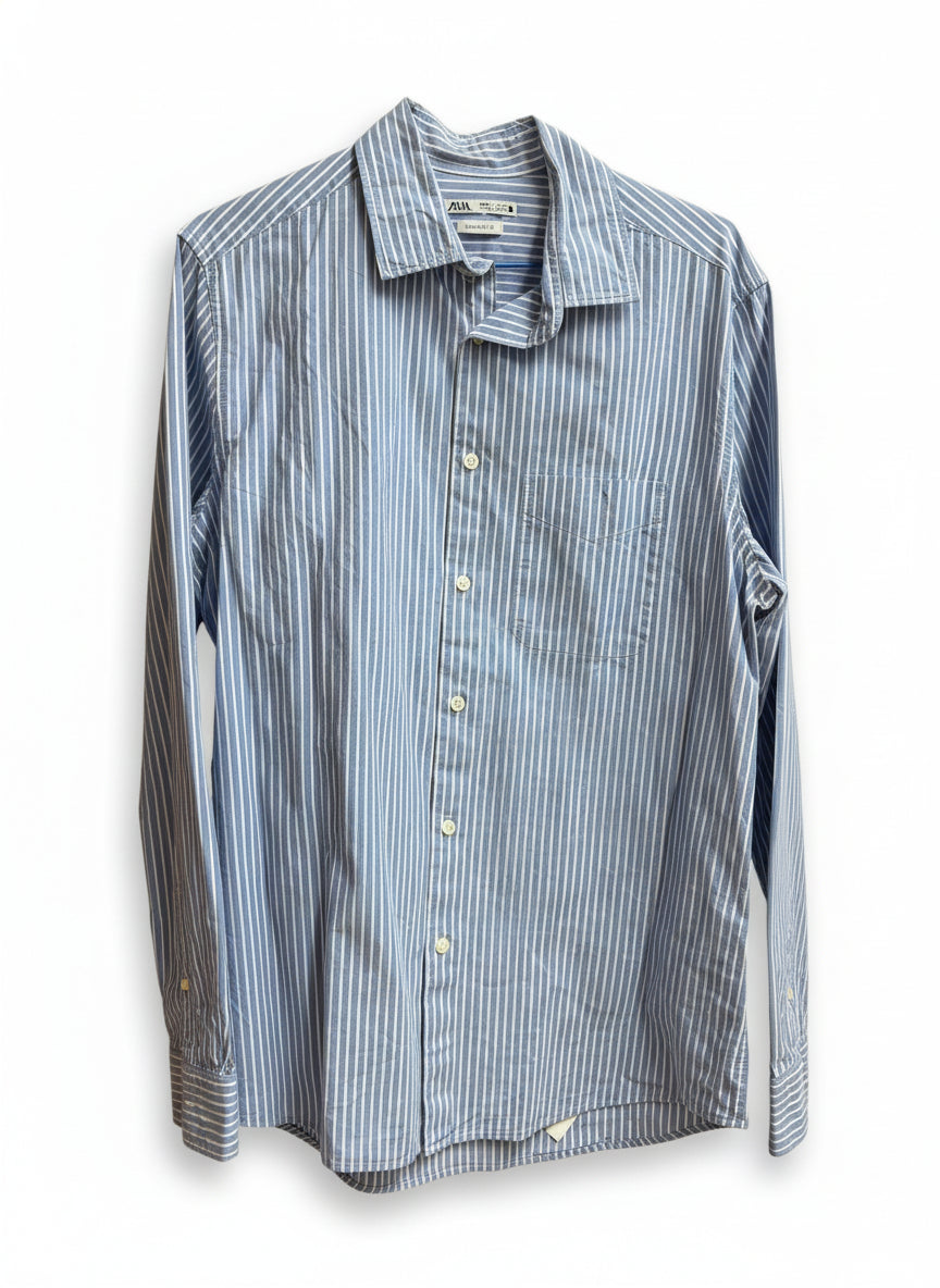 CAMISA ZARA RAYAS BLANCA Y AZUL