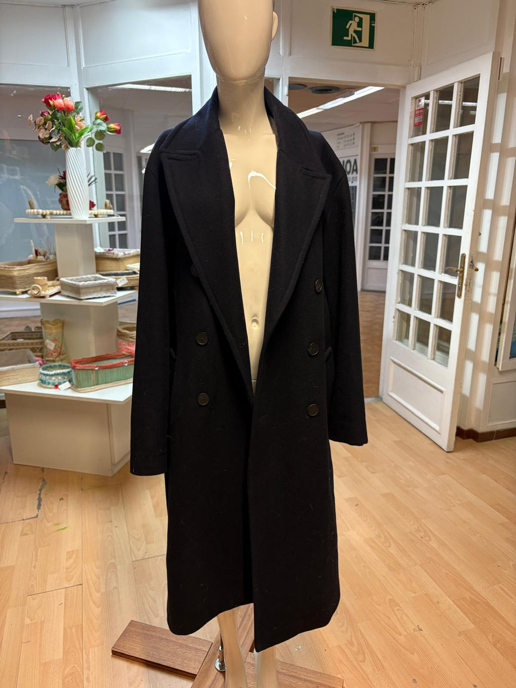 ABRIGO LARGO NEGRO ZARA TALLA S