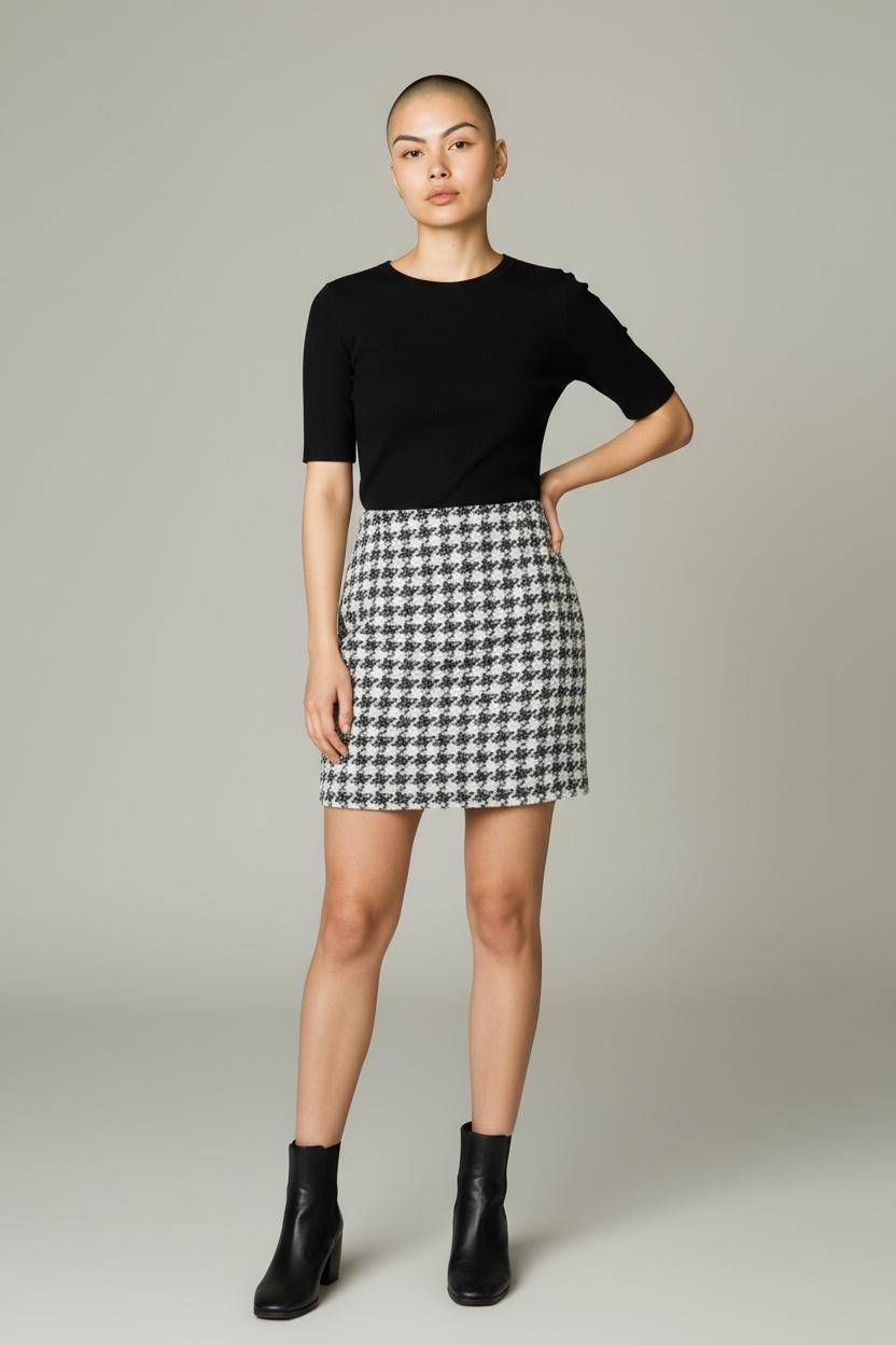 FALDA  NEGRO Y BLANCA MANGO