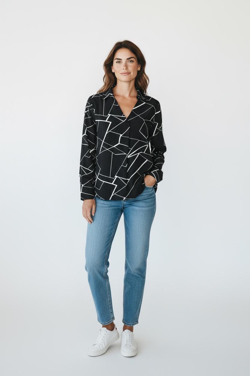 BLUSA NEGRA Y BLANCA SHEIN