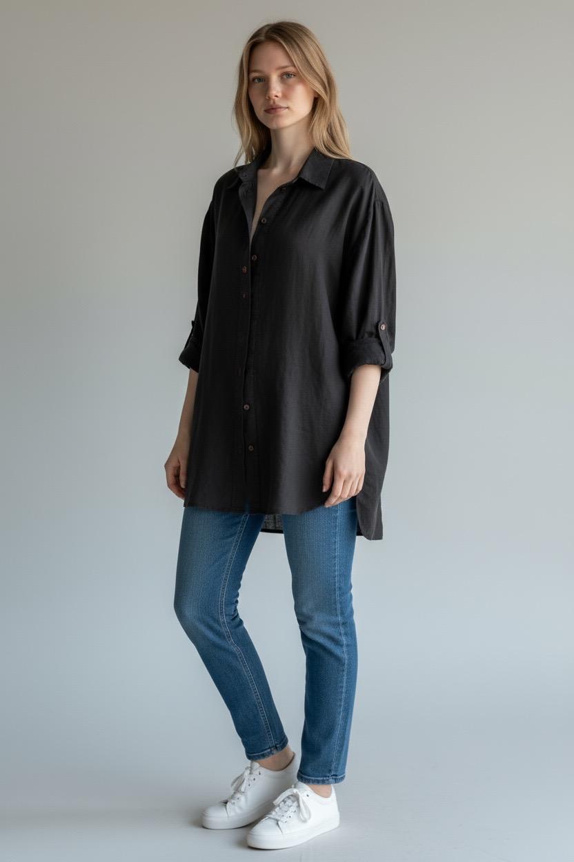 CAMISA ZARA GRIS OSCURO