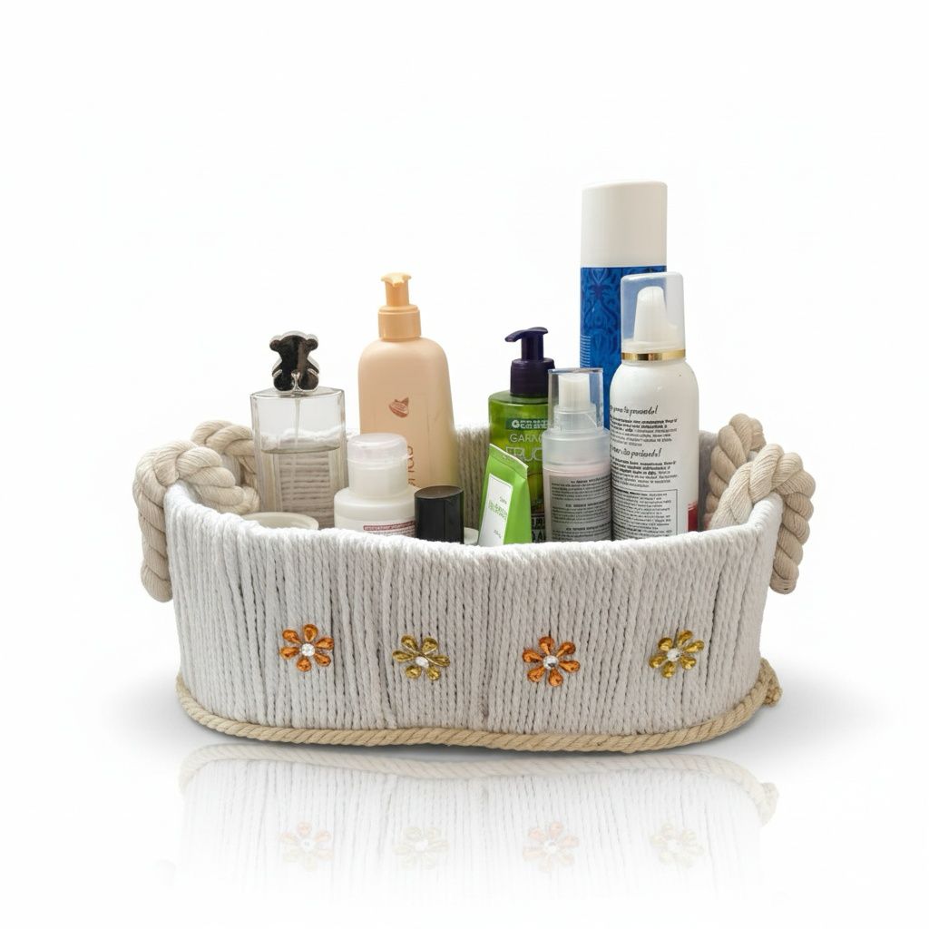 CESTA CON ASAS CRUDO CON DETALLES DORADOS  REF 24