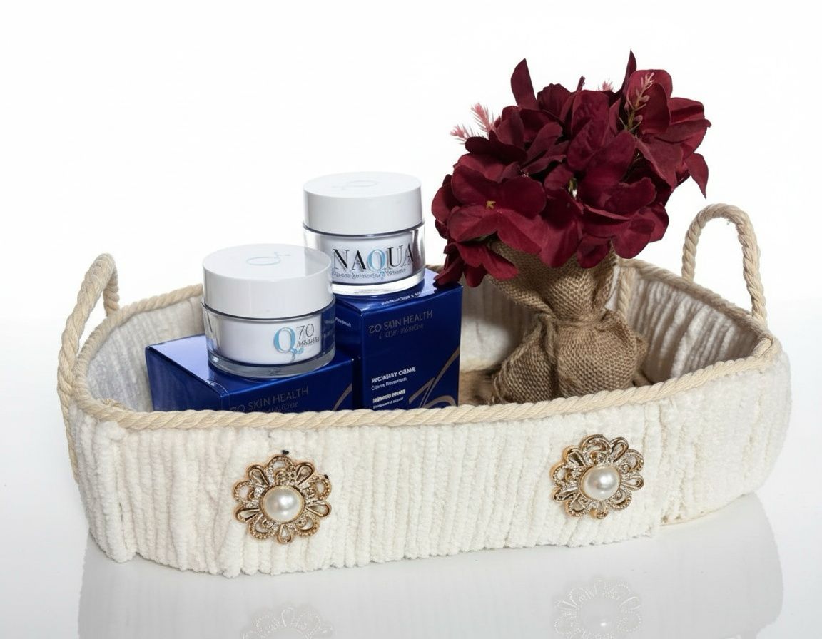 CESTA CON ASAS CRUDO CON DETALLES DORADOS  REF 24