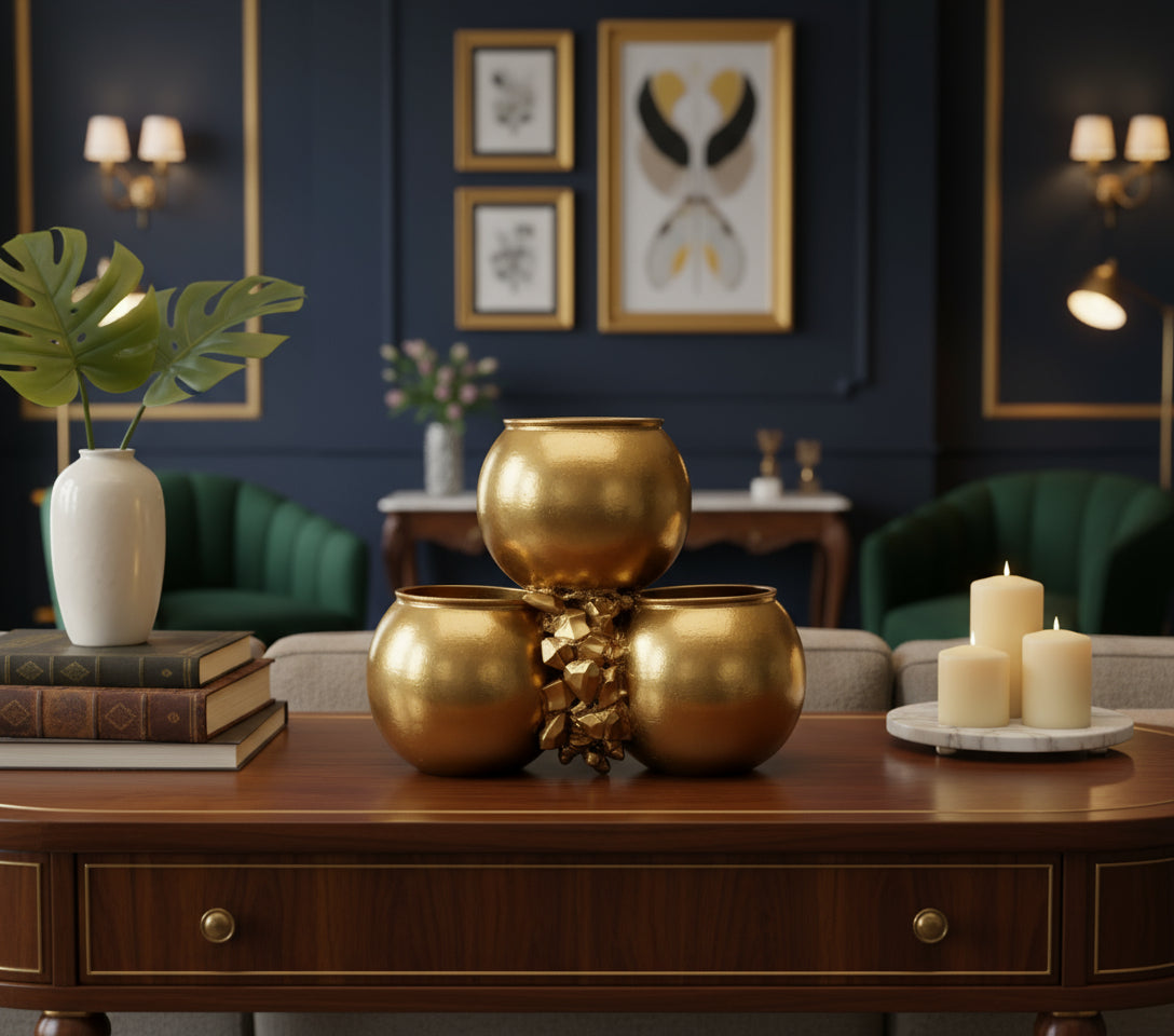 CESTAS DORADAS DECORACION REF 60