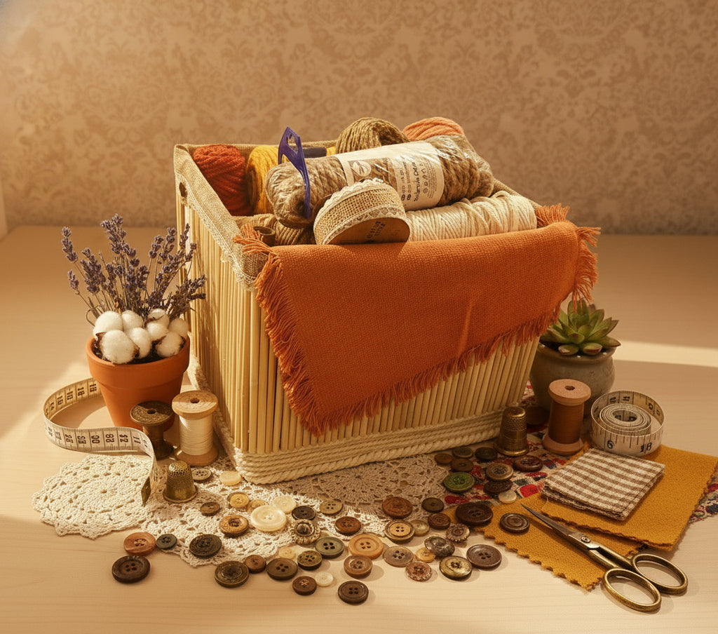 CESTA GRANDE DECORADA CON MADERA REF 39