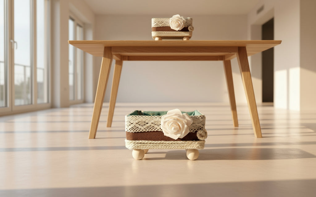 Cesta Decorativa con Flor y Detalles Elegantes REF 34