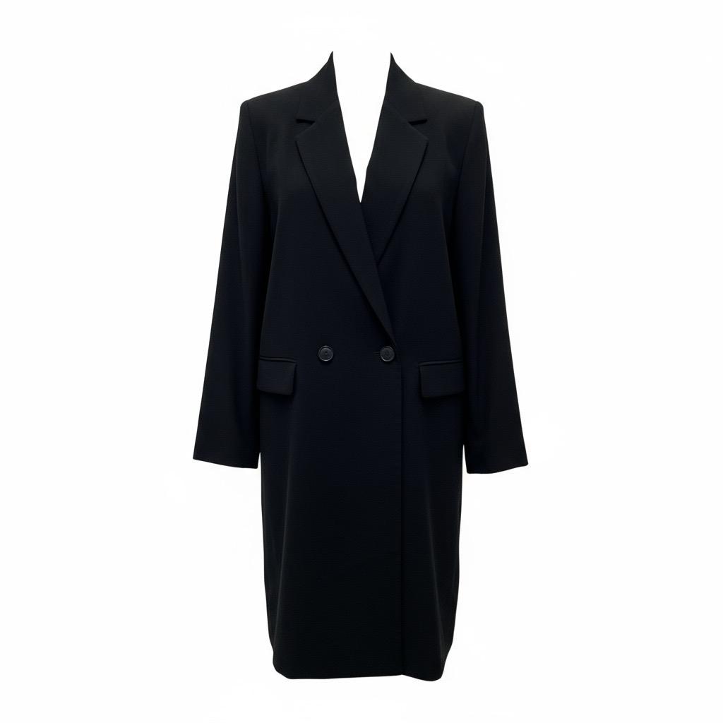 CHAQUETA AMERICANA LARGA NEGRA  MANGO