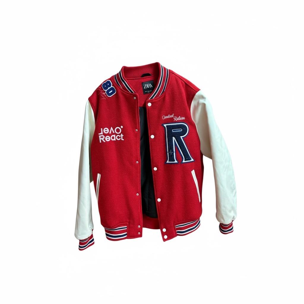 CHAQUETA ZARA TALLA M ROJA Y BLANCA