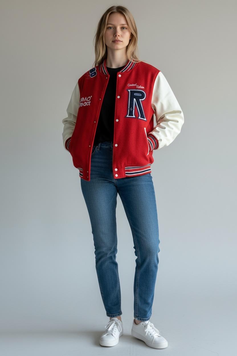 CHAQUETA ZARA TALLA M ROJA Y BLANCA
