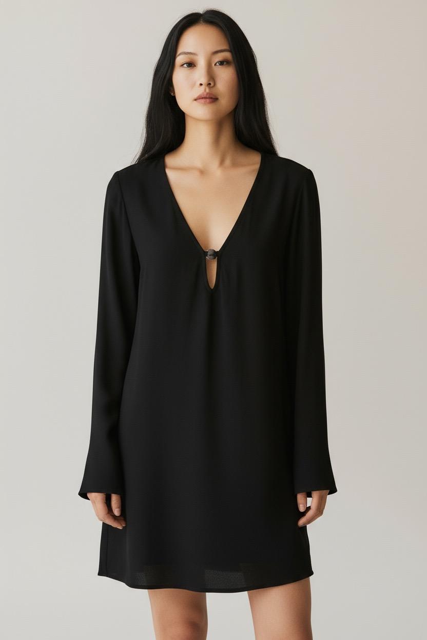 VESTIDO NEGRO CORTO  MANGO