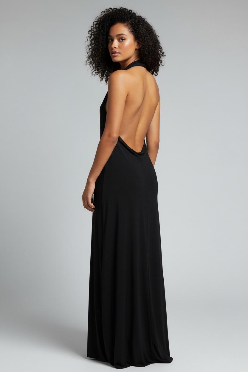 VESTIDO  NEGRO ESPALDA DESCUBIERTA MANGO