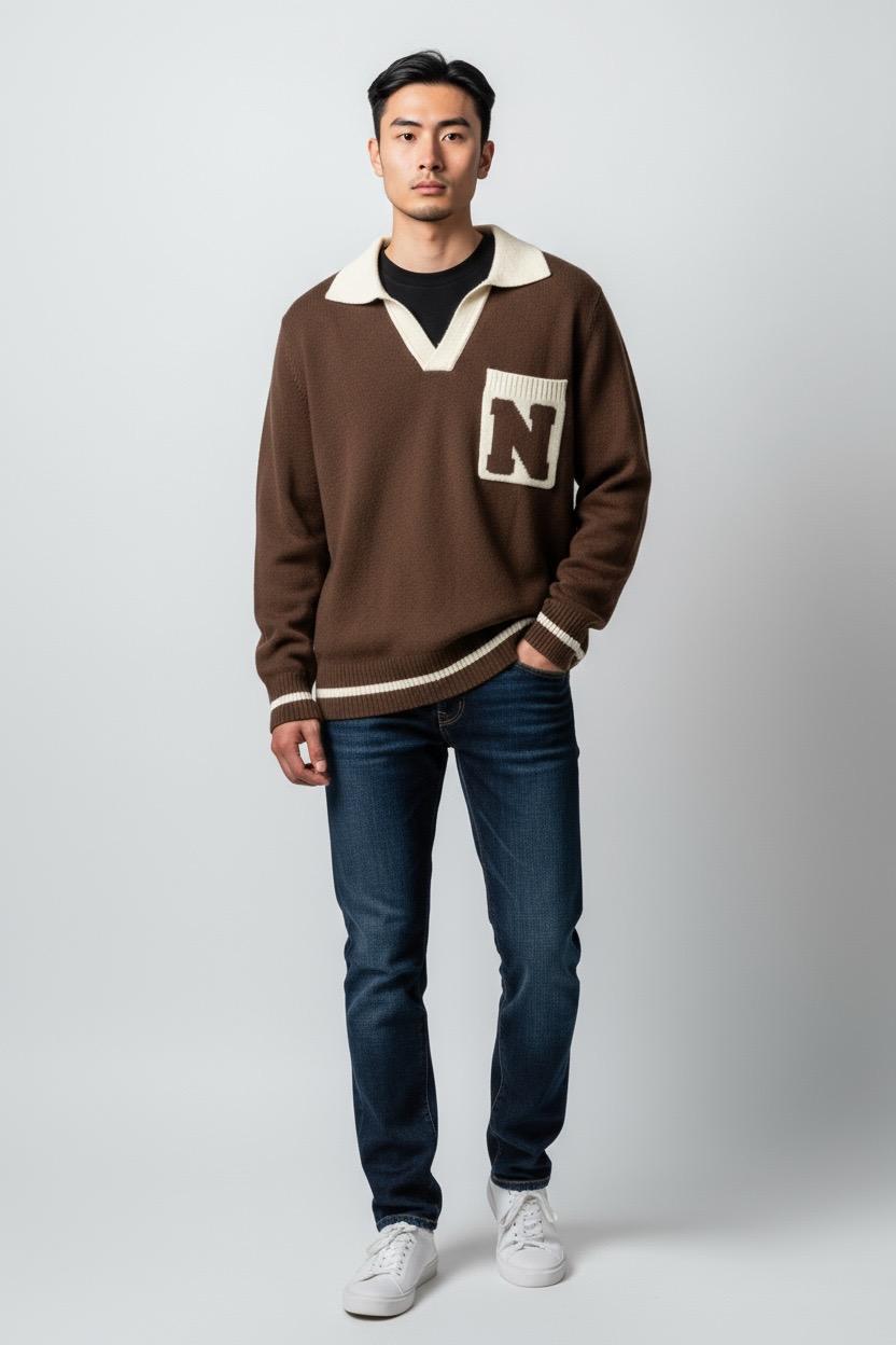 POLO ZARA MARRON TALLA L