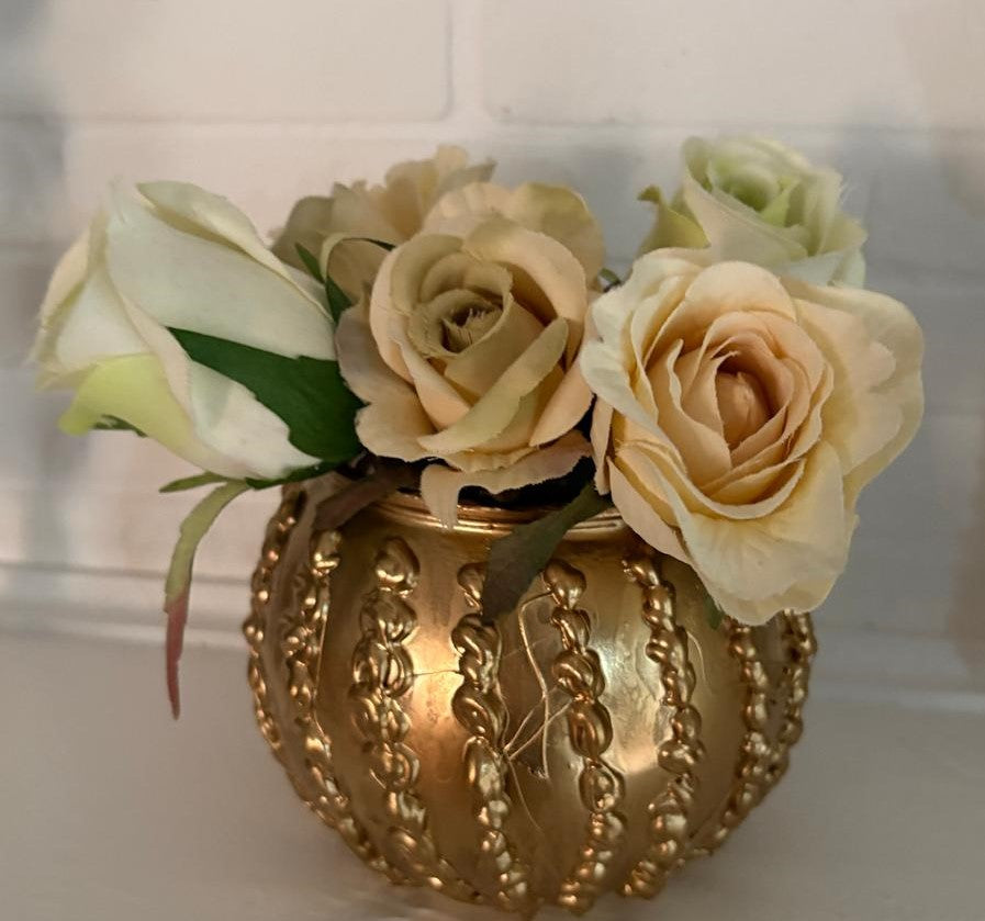 CESTITA CRISTAL ORO  CON FLORES REF 71